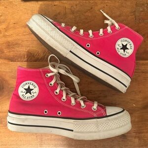 Converse High Top Sneakers in Hot Pink Canvas